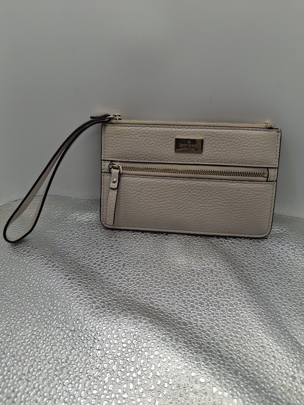 Kate Spade Cream Wristlet Clutch with Front Zip Pocket